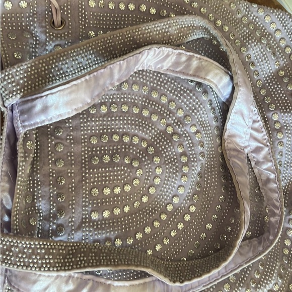 Boho Lavender and bead bucket drawstring shoulder bag - Picture 7 of 14